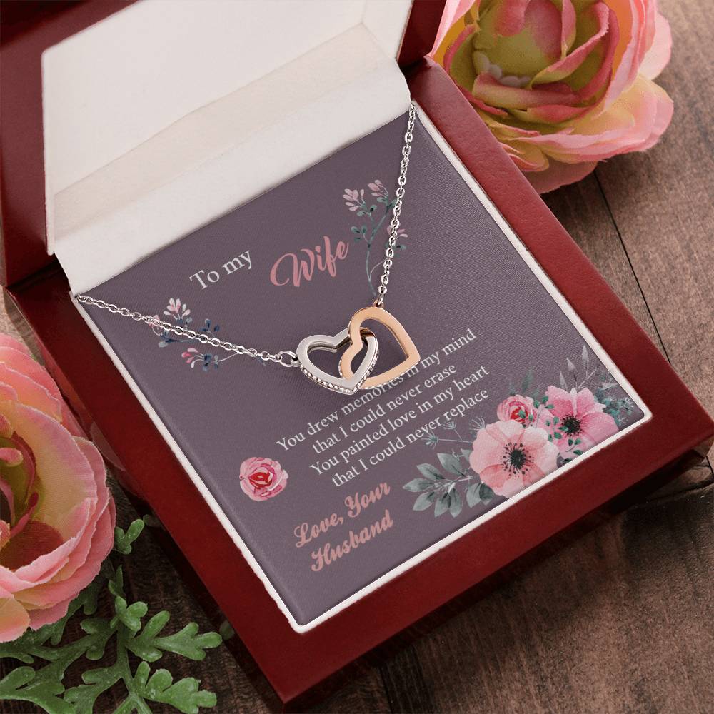 To My Wife - Memories Paint Heart - Necklace Interlocking Hearts Necklace