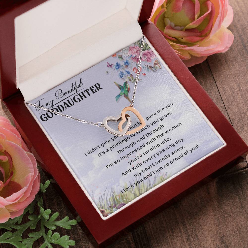 To My Goddaughter Interlocking Hearts Necklace Message Card