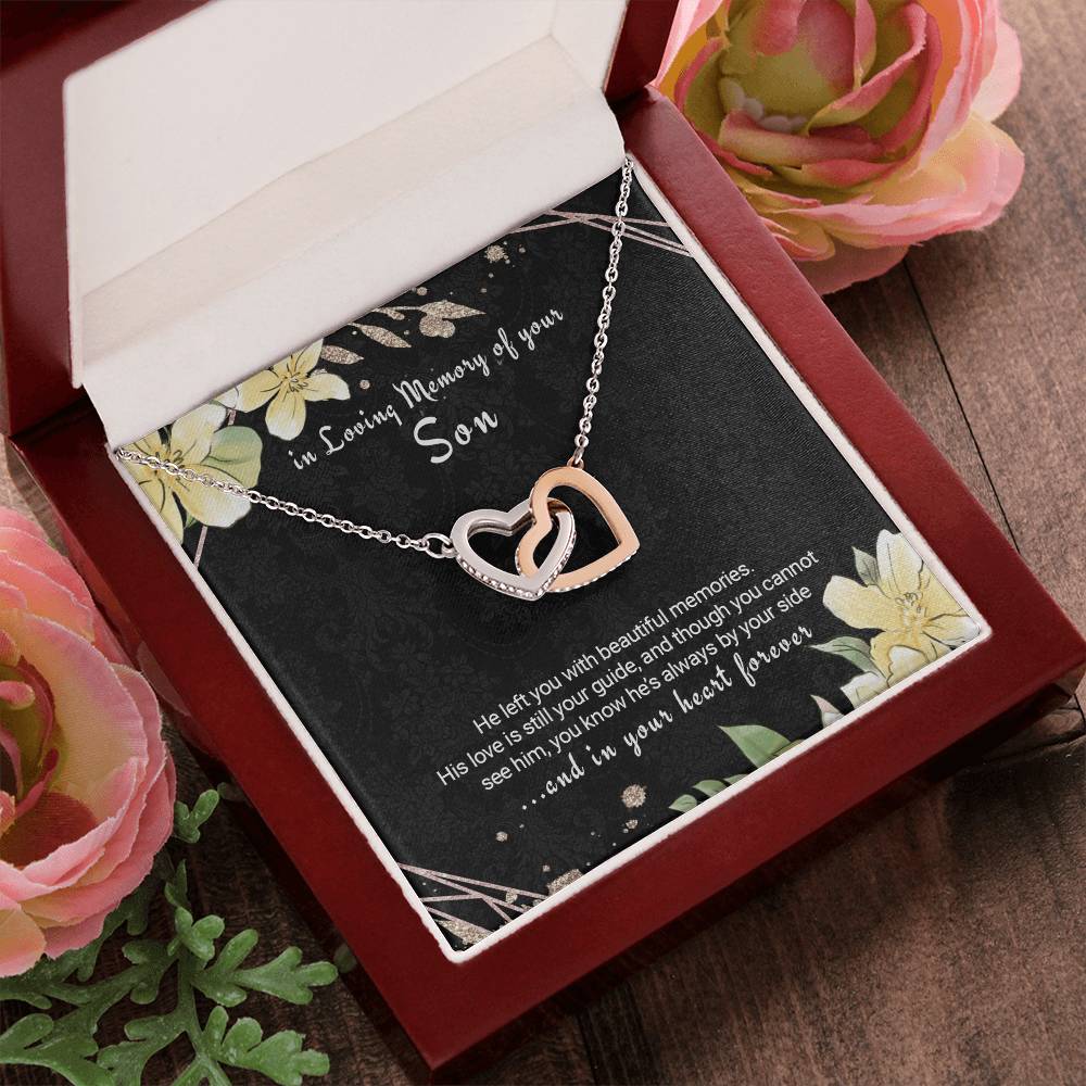 Loss Of Son Gift Son Memorial Necklace Twin Hearts Interlocking Hearts Necklace