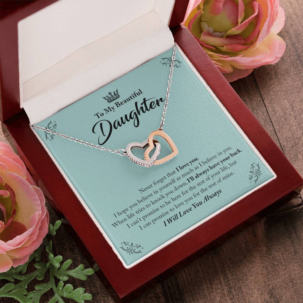 My Beautiful Daughter - I'Ll Always Have Your Back Interlocking Hearts Necklace