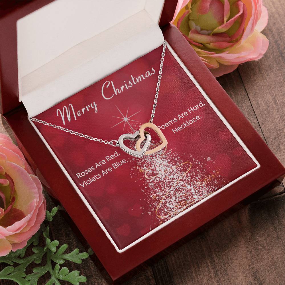Roses Are Red Violets Are Blue Poems Are Heard Necklace. Christmas Gift Xmas Necklace Gift Interlocking Hearts Necklace