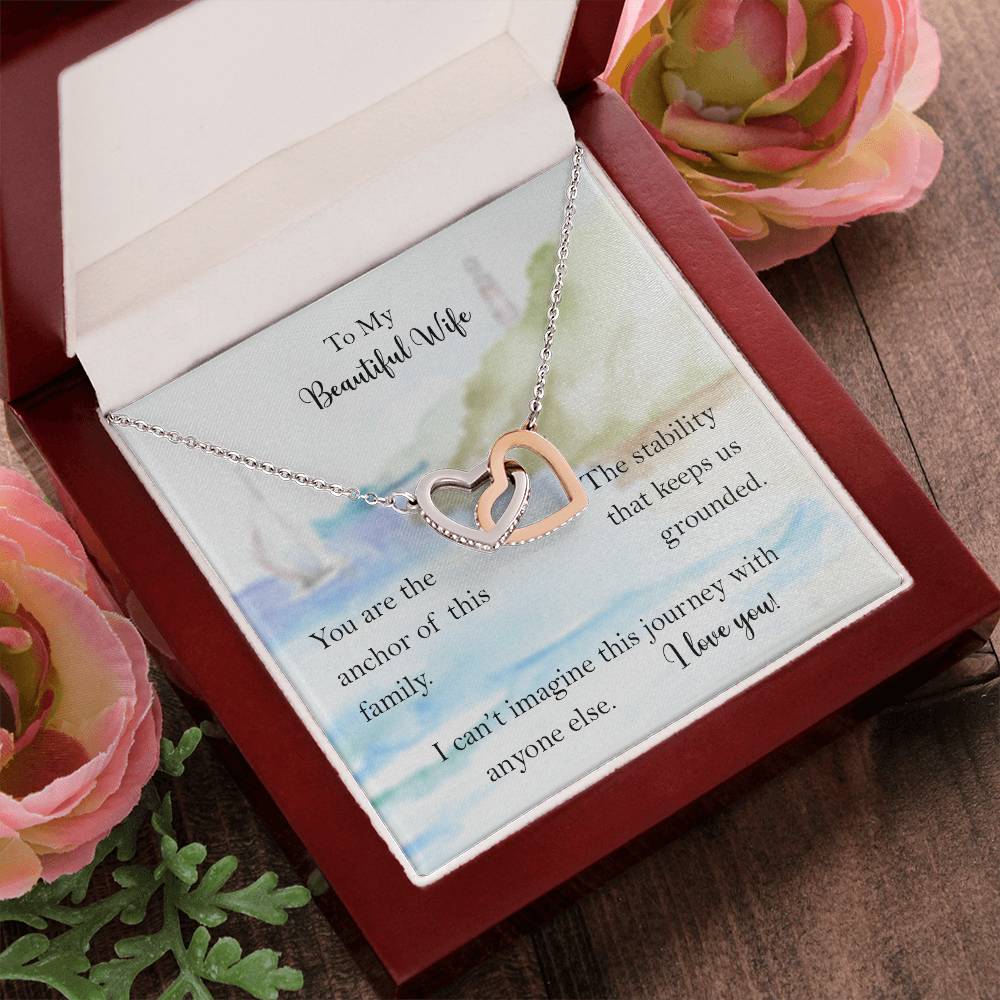 My Wife Anchor Of Our Family Interlocked Hearts Necklace From Husband Interlocking Hearts Necklace
