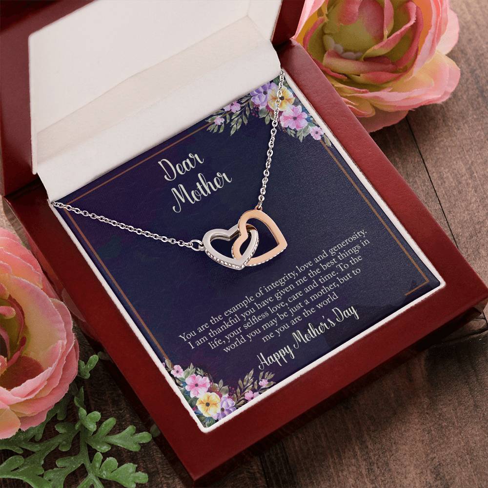 Mother'S Day Gift- Dear Mother Necklace Interlocking Hearts Necklace