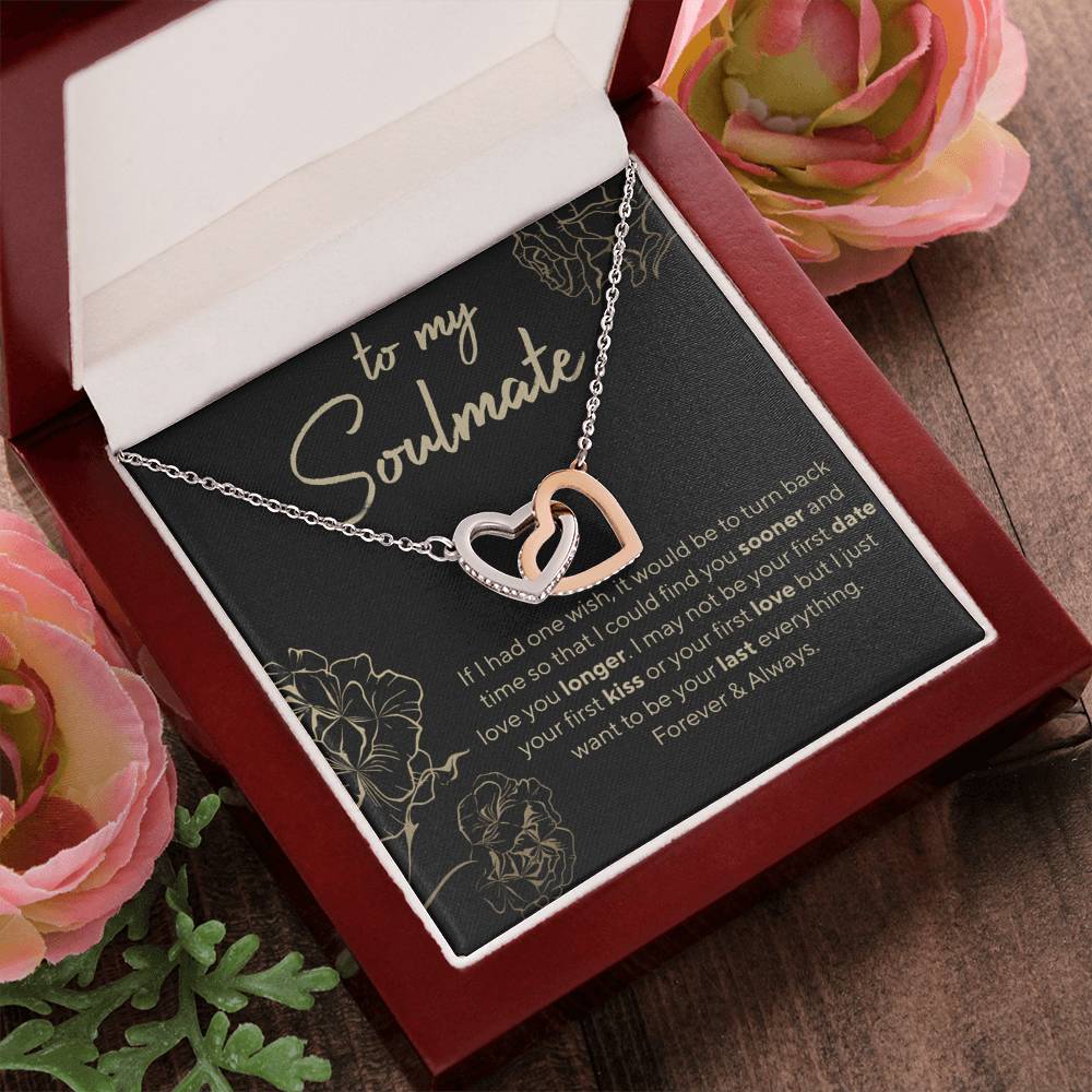 To My Soulmate - I Love You Forever And Always Interlocking Hearts Necklace