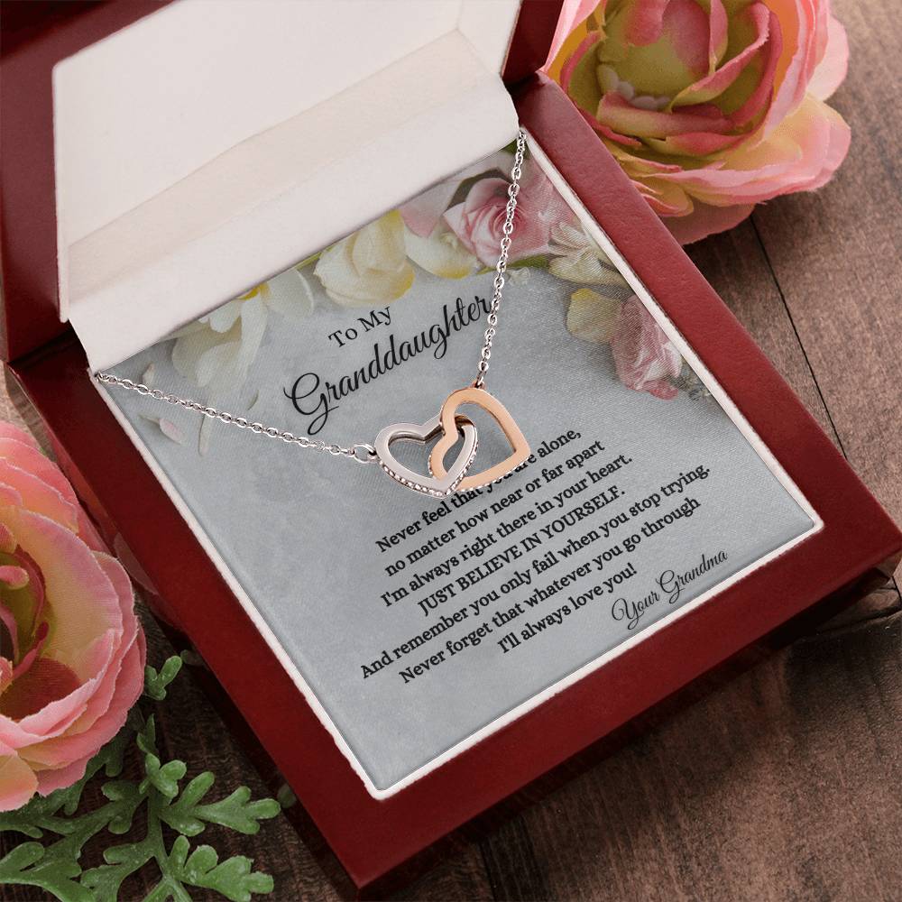 To My Granddaughter Interlocking Hearts Necklace