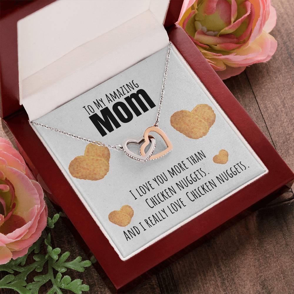 I Love You More Than Chicken Nuggets Interlocking Hearts Necklace