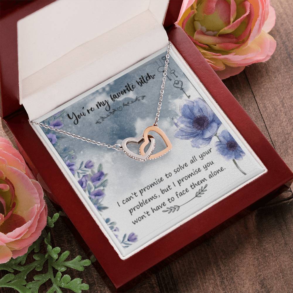 You'Re My Favorite Bitch Interlocking Hearts Necklace