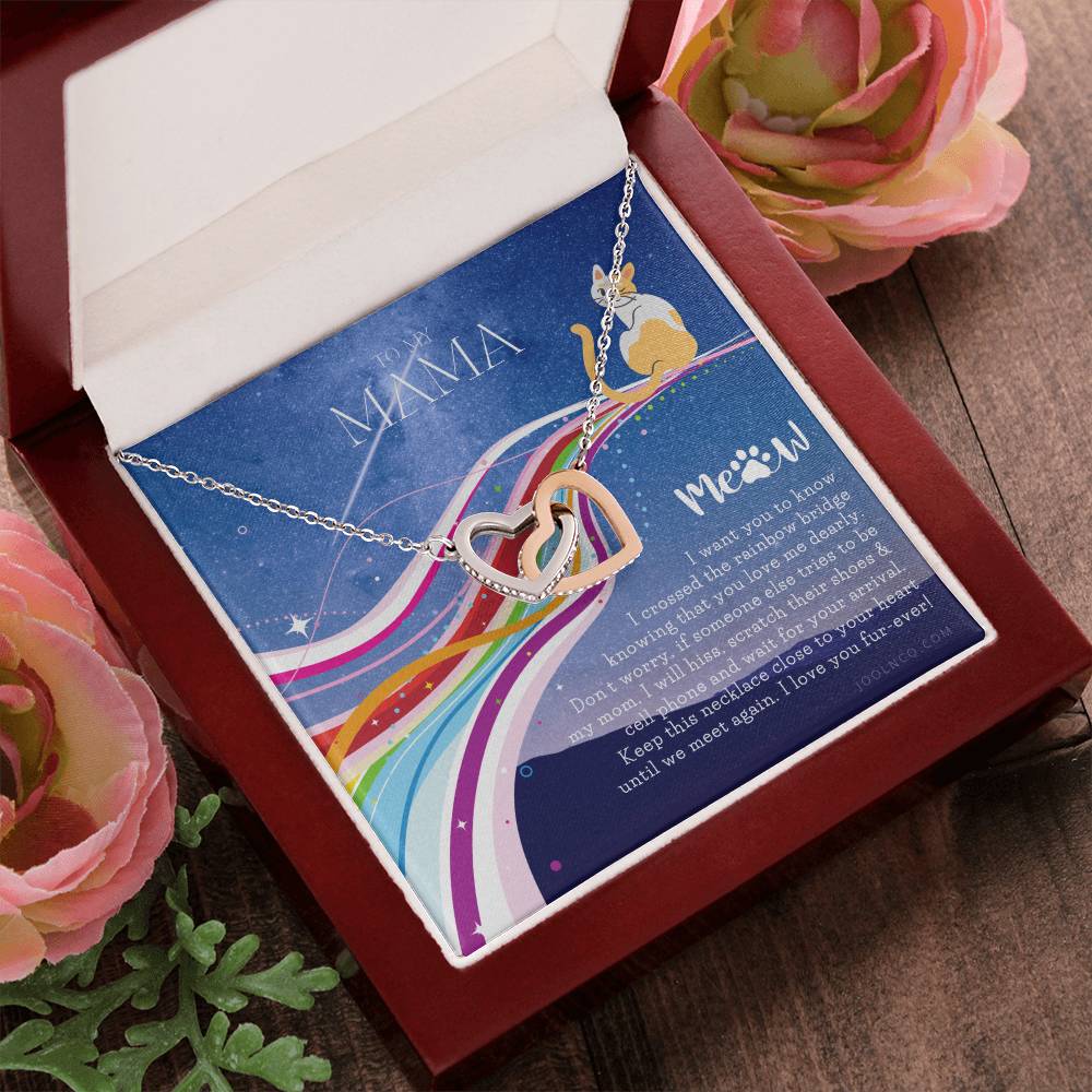 To My Cat Mama Cat Loss Gifts Rainbow Bridge Cat Pet Sympathy Gift Cat Loss Necklace Until We Meet Again Necklace Loss Of Cat Memorial Necklace Interlocking Hearts Necklace