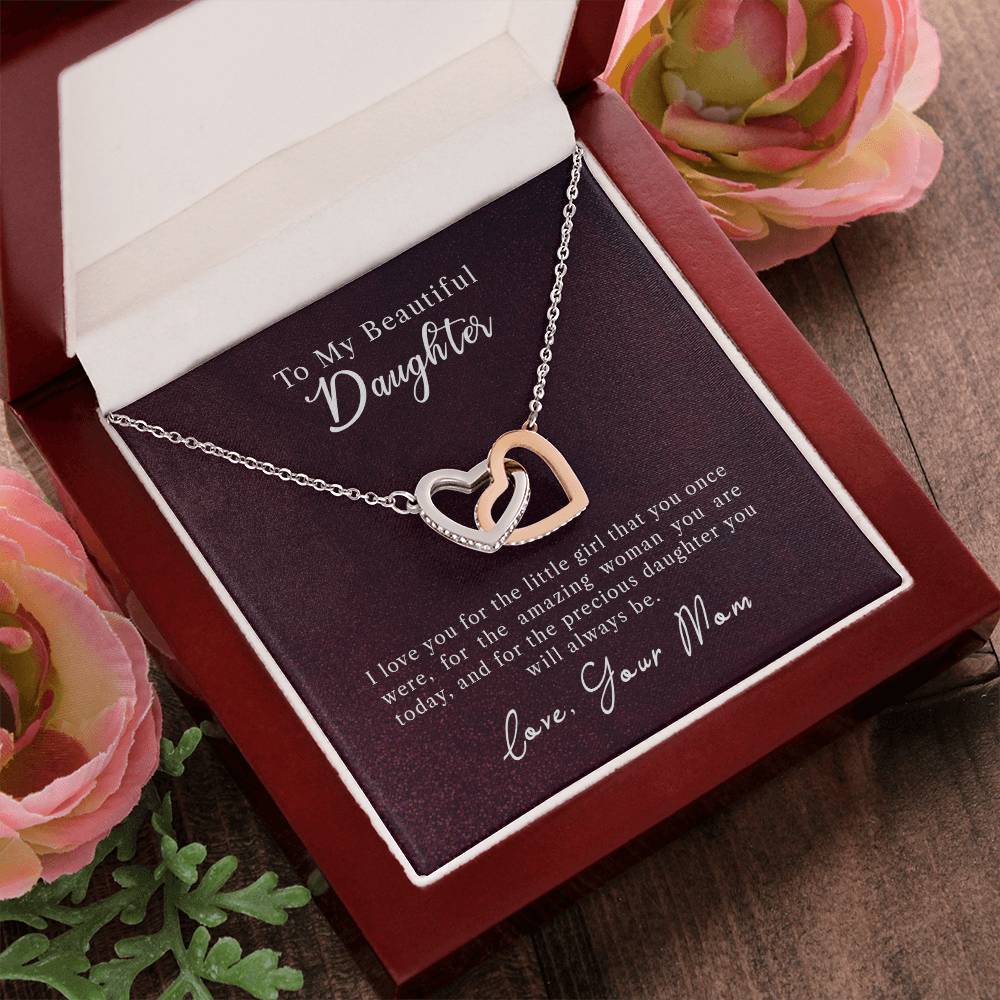 To My Daughter - Precious Daughter - Necklace Interlocking Hearts Necklace