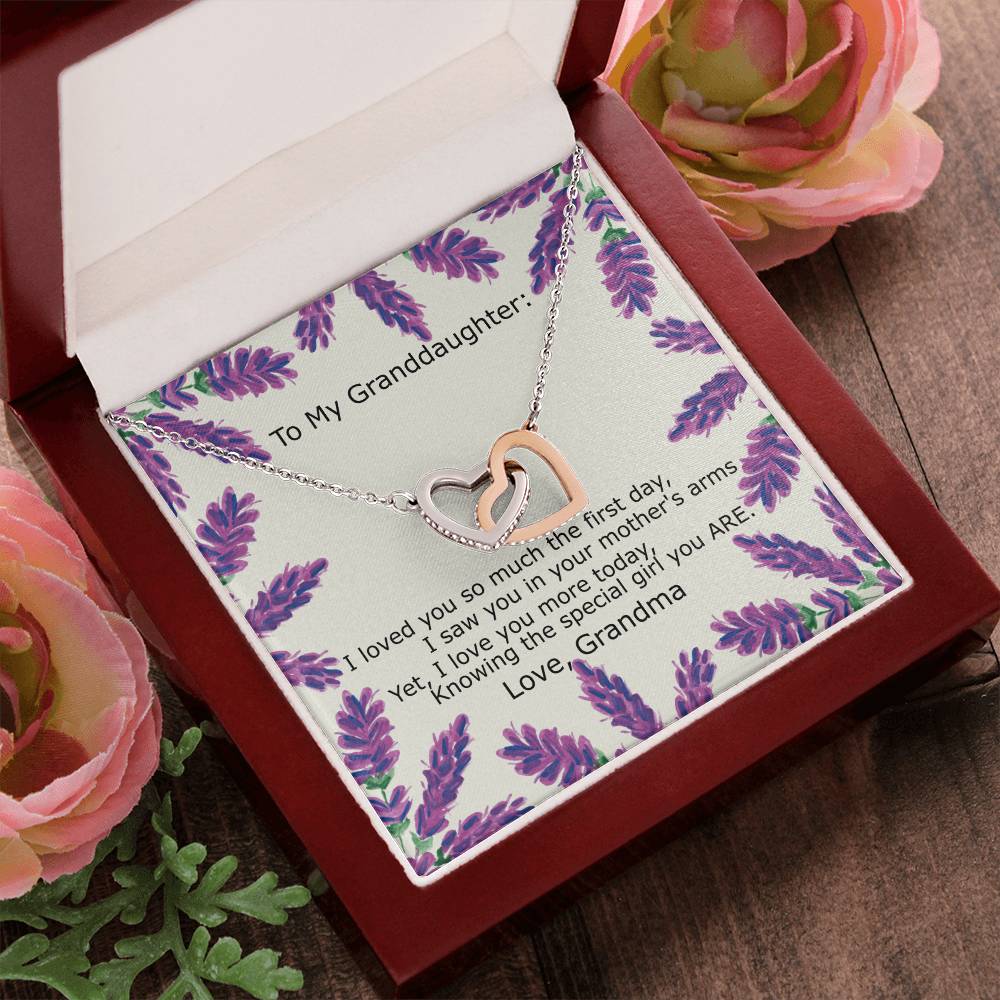 To My Granddaughter - Special Girl You Are Necklace Interlocking Hearts Necklace