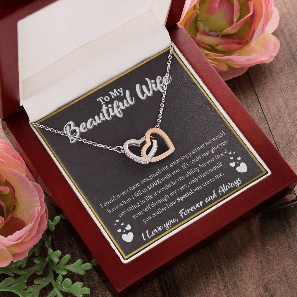 To My Beautiful Wife Interlocked Love Necklace Interlocking Hearts Necklace