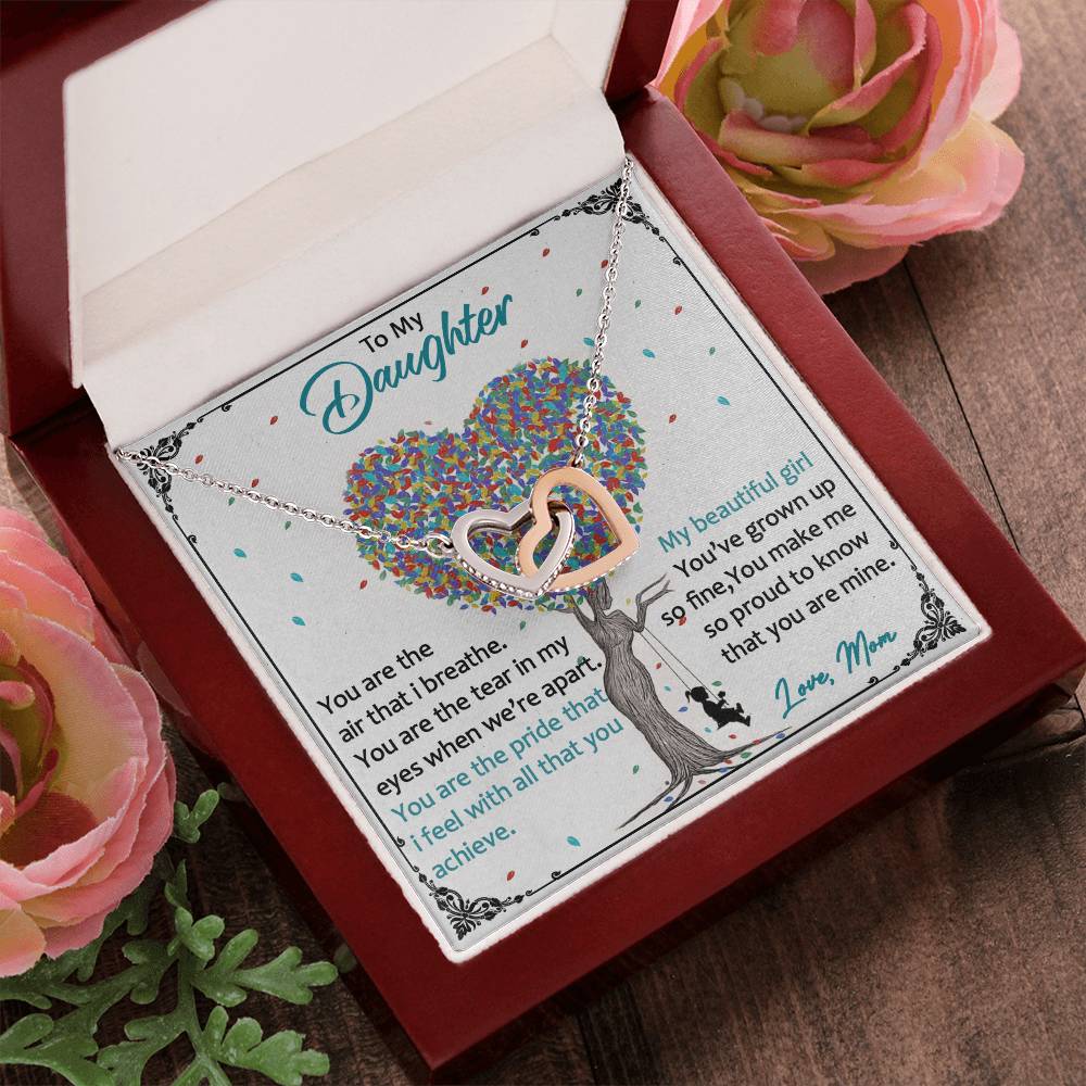 Love Always Comes From The Heart - To My Daughter Luxe Interlocking Heart Necklace Gift Set Interlocking Hearts Necklace