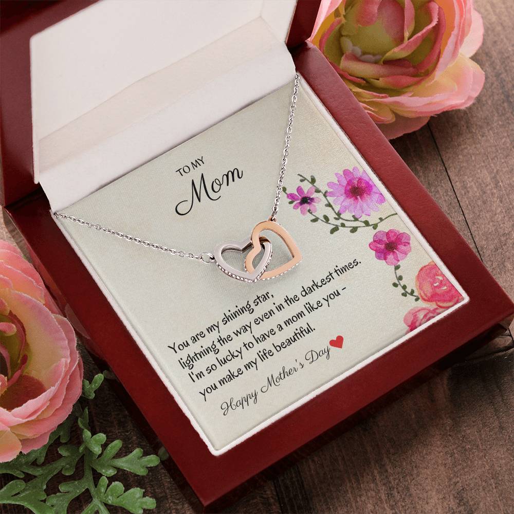 To My Mom - My Shining Star - Necklace Interlocking Hearts Necklace