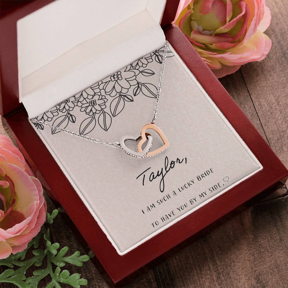 I Am Such A Happy Bride Interlocking Hearts Necklace