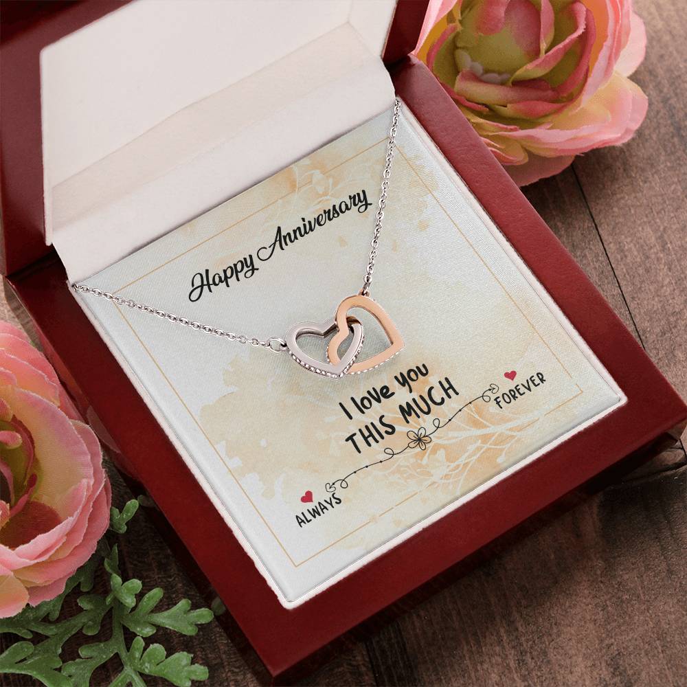Happy Anniversary - Forever Love Double Love Silver Necklace For Wife Husband Girlfriend Boyfriend Significant Other So. Interlocking Hearts Necklace