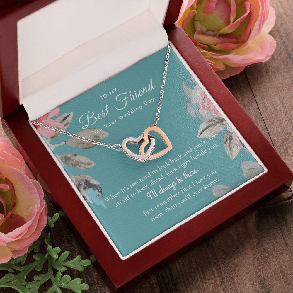 Best Friend Gift On Her Wedding Day Best Friend To Bride Necklace Best Friend Gift To Bride Bride Gift From Maid Of Honor To My Best Friend Interlocking Hearts Necklace