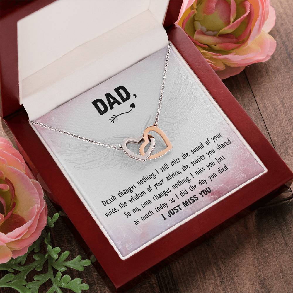 Personal Father Memorial Remember Dad Necklace Gift For Loss Dad Angel Wing Condolence Jewelry Grieving Friend Gift Interlocking Hearts Necklace
