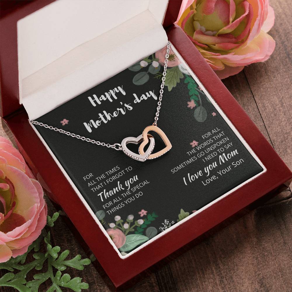 To My Mom - I Love You Forever - Necklace Interlocking Hearts Necklace