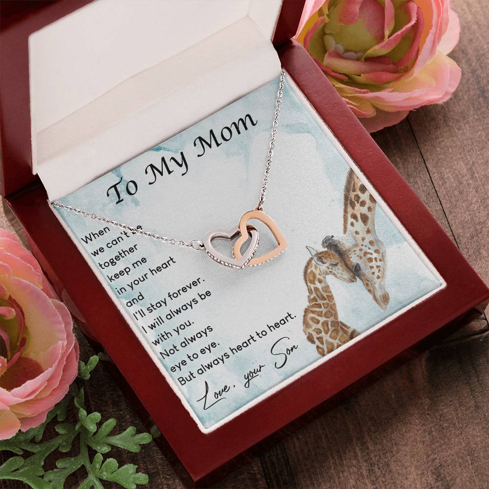 To My Mom Interlocking Hearts Necklace Message Card
