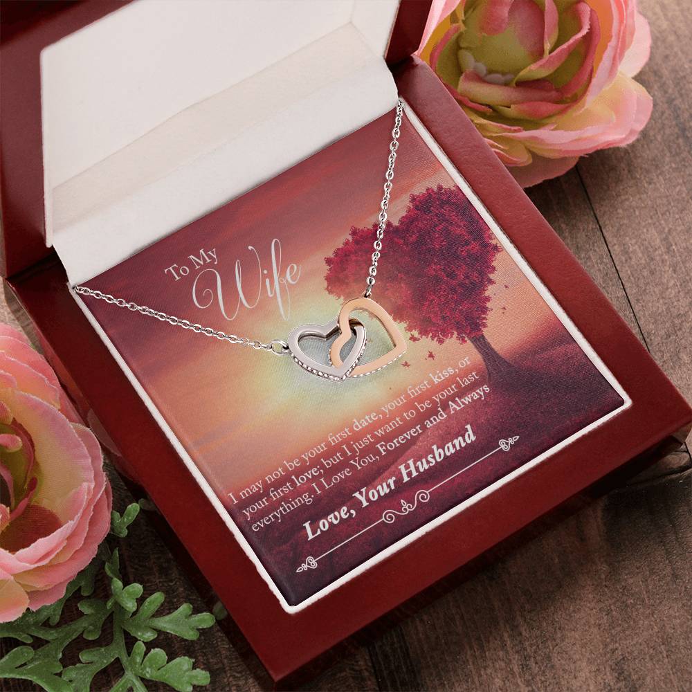 To My Wife - I Love You Forever And Always Interlocking Hearts Necklace