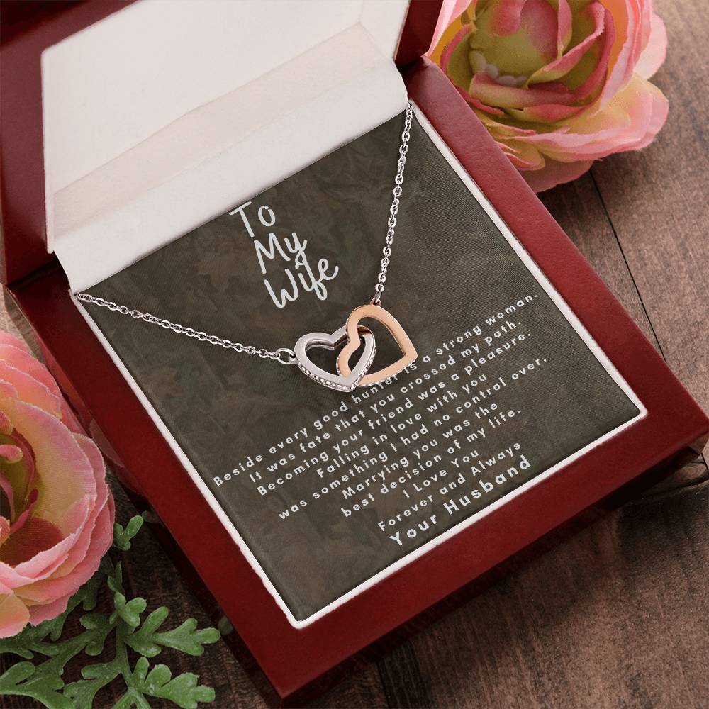Dear Wife - Make Her Day - Dual Hearts Necklace Interlocking Hearts Necklace