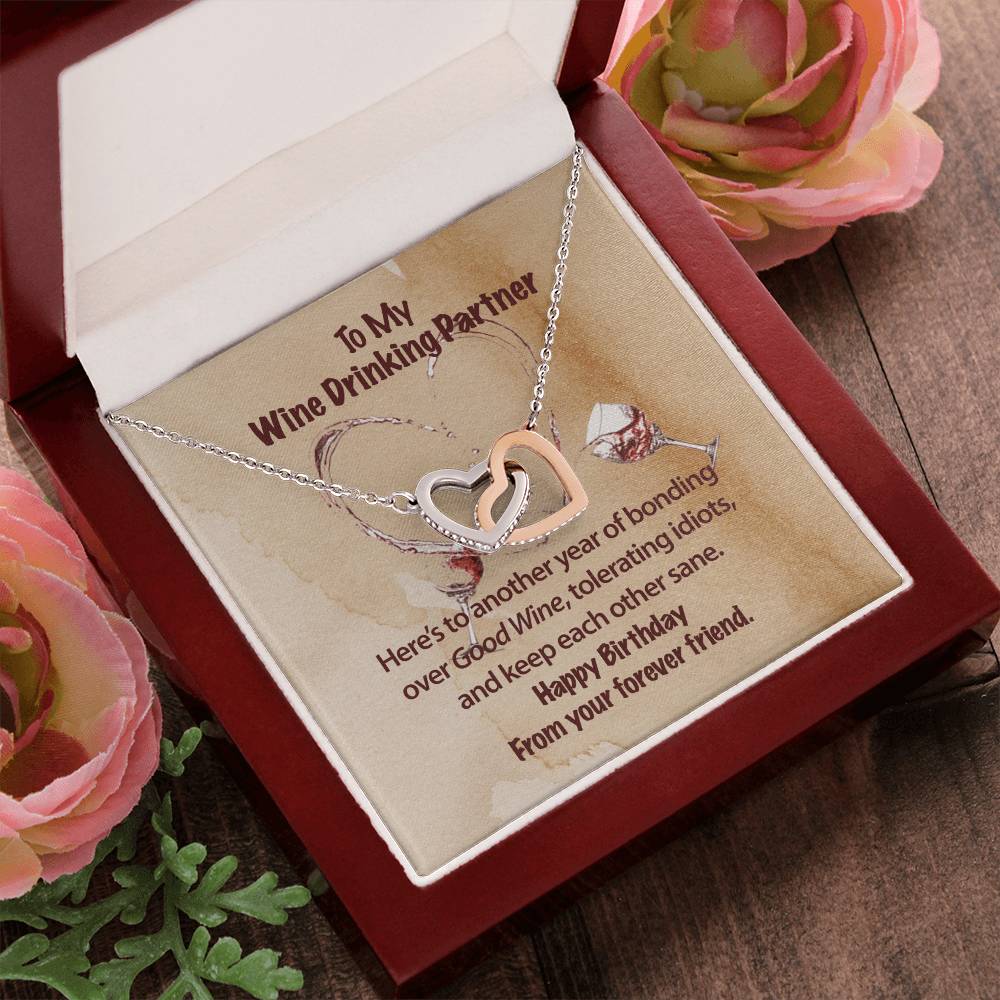 Wine Partner Necklace Interlocking Hearts Necklace
