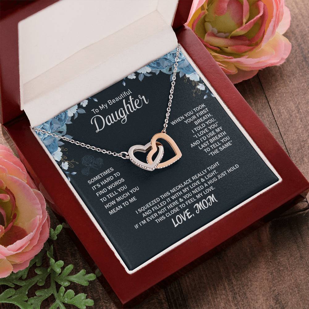 To My Daughter From Mom Interlocking Hearts Necklace Mother To Daughter Gift Birthday Gift To Daughter From Mom Daughter Necklace