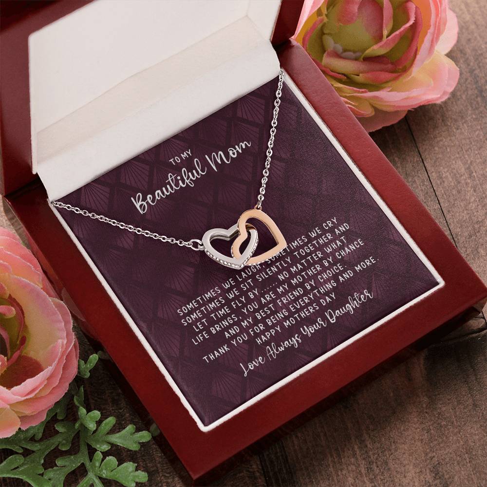 Mothers Day Best Friend - Interlocking Hearts - Love Daughter Interlocking Hearts Necklace