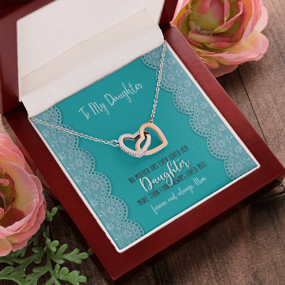 To My Daughter - No Mother Has Ever Loved Her Daughter More - Interlocking Heart Necklace Interlocking Hearts Necklace