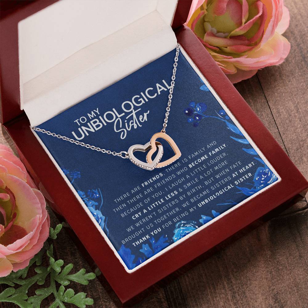 Unbiological Sister Heart Necklace Gift For Best Friend Thank You For Everything Interlocking Hearts Necklace