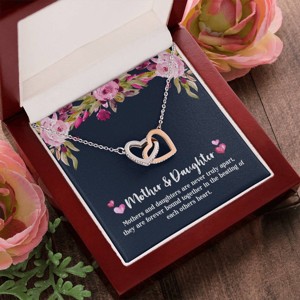 Mother & Daughter - Never Truly Apart Interlocking Hearts Necklace