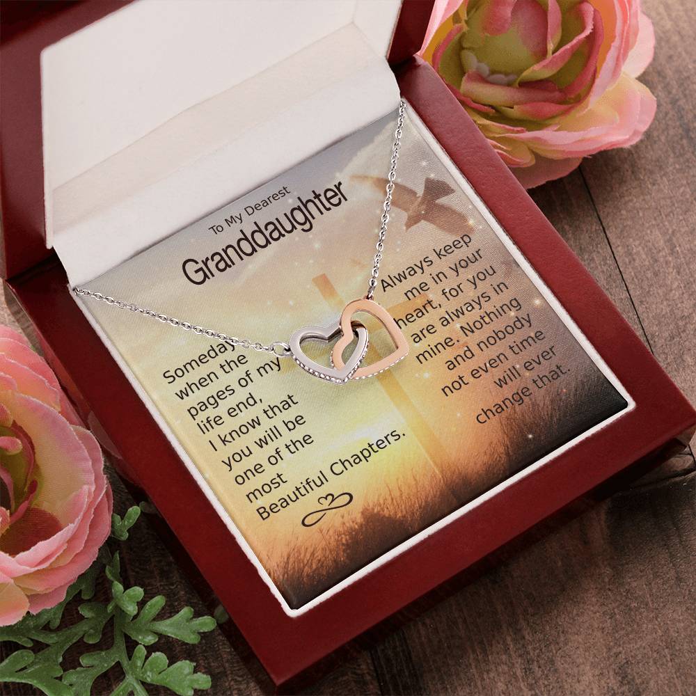 To My Granddaughter – Heart Melt Message Interlocking Heart Necklace?? Interlocking Hearts Necklace