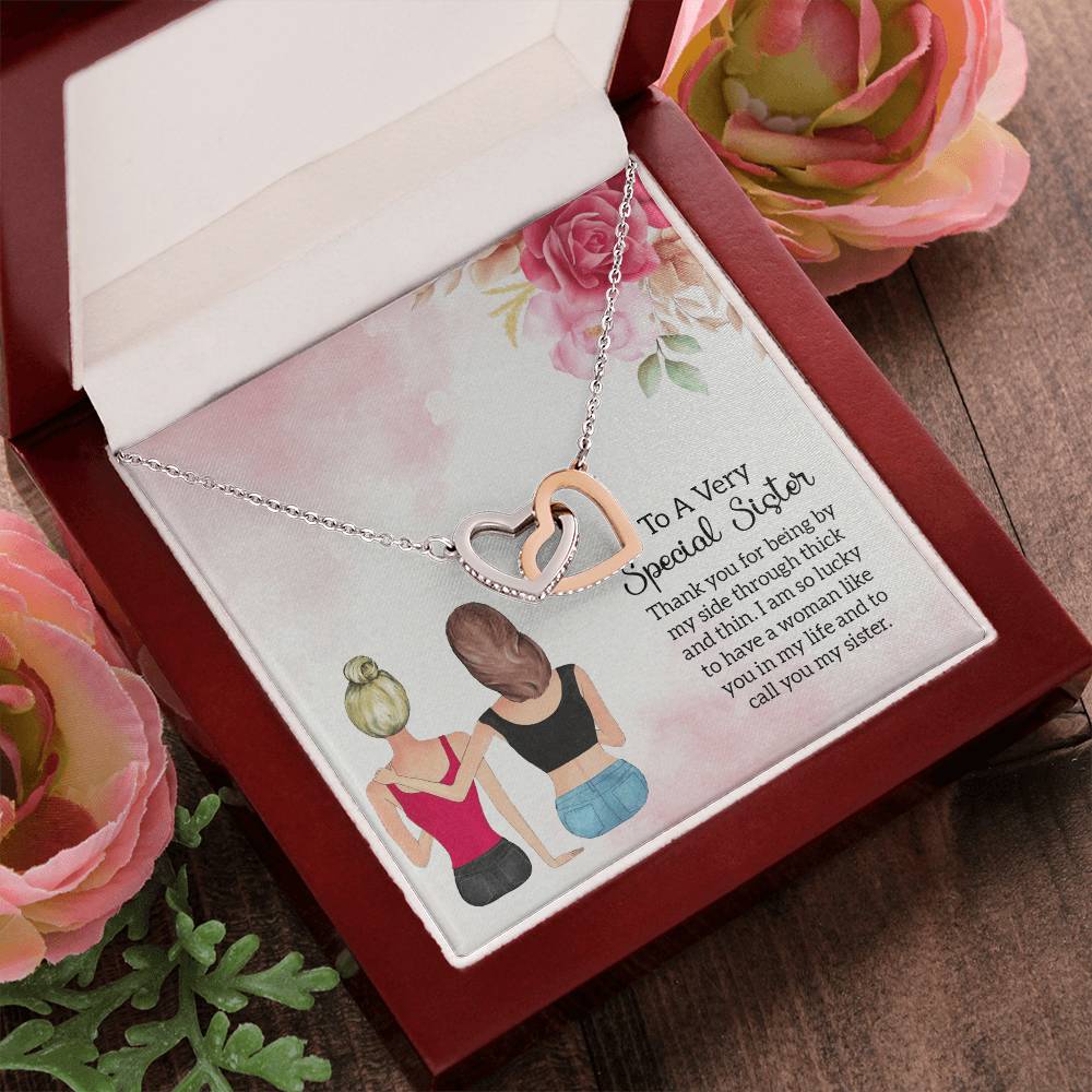 Gift For Sister - Being By My Side Necklace Interlocking Hearts Necklace