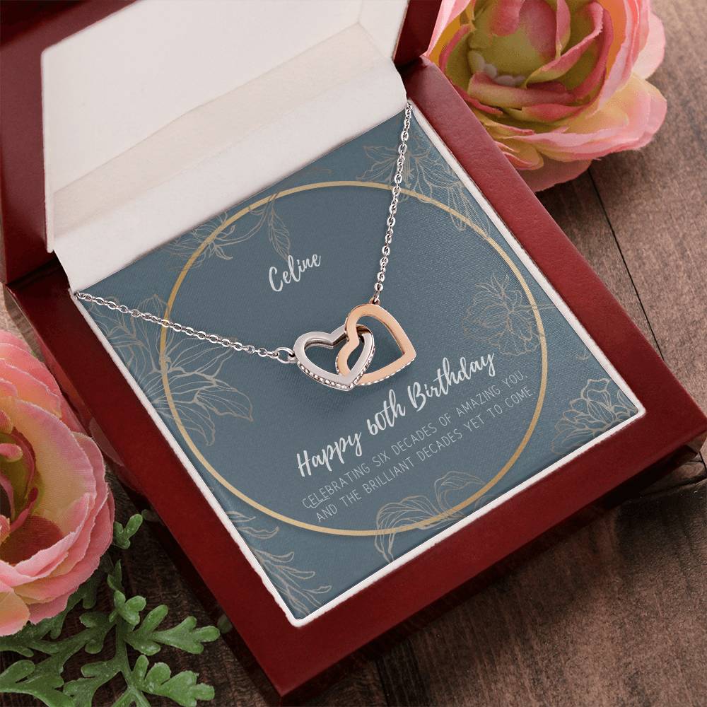 60Th Birthday Interlocking Hearts Necklace