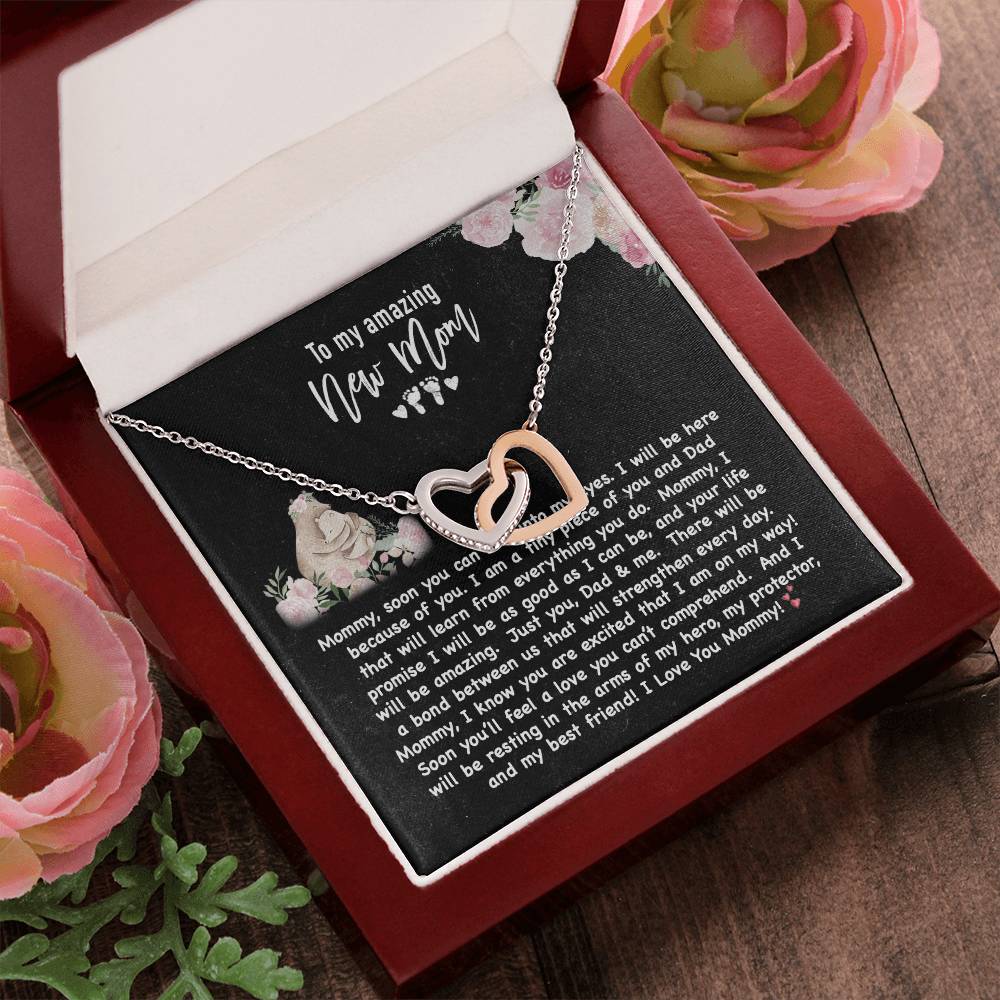 New Mom Double Heart Forever Love Necklace Interlocking Hearts Necklace