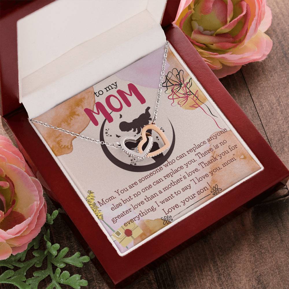To My Mom Necklace From Your Son Mom Gift Mom Gift From Son Mom Birthday Gift From Son Personalized Unique Gift For Mother From Son Interlocking Hearts Necklace