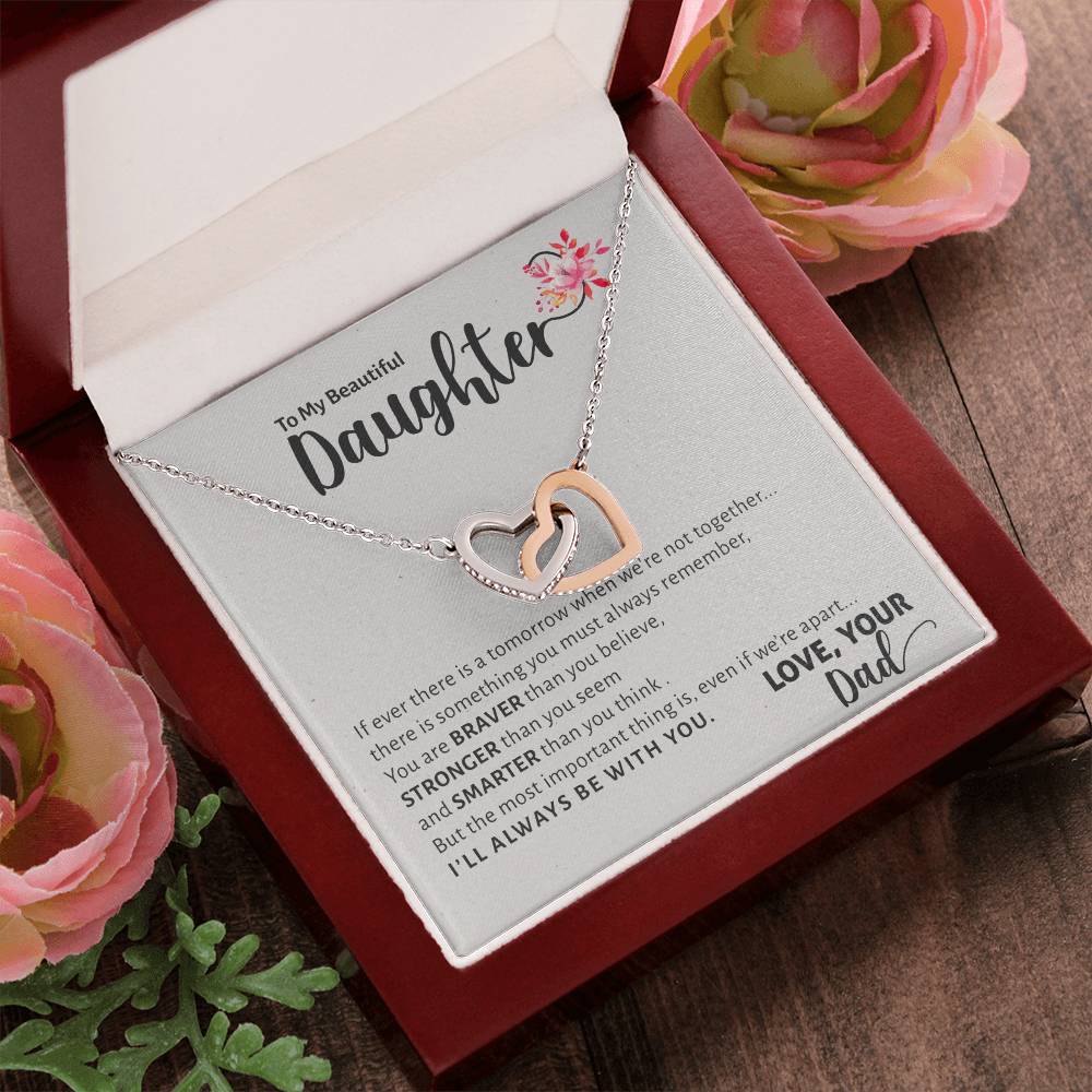 To My Beautiful Daughter - I'Ll Always Be With You Interlocking Hearts Necklace