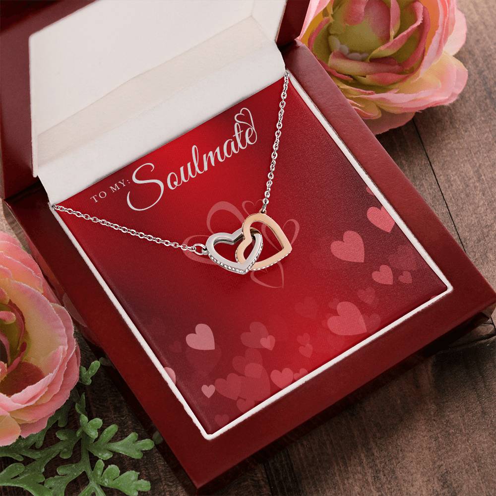 To My Soulmate Lux Necklace Gift Set Interlocking Hearts Necklace