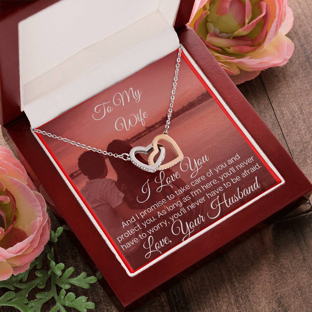 To My Lovely Wife - The Beautiful Interlocking Hearts Necklace