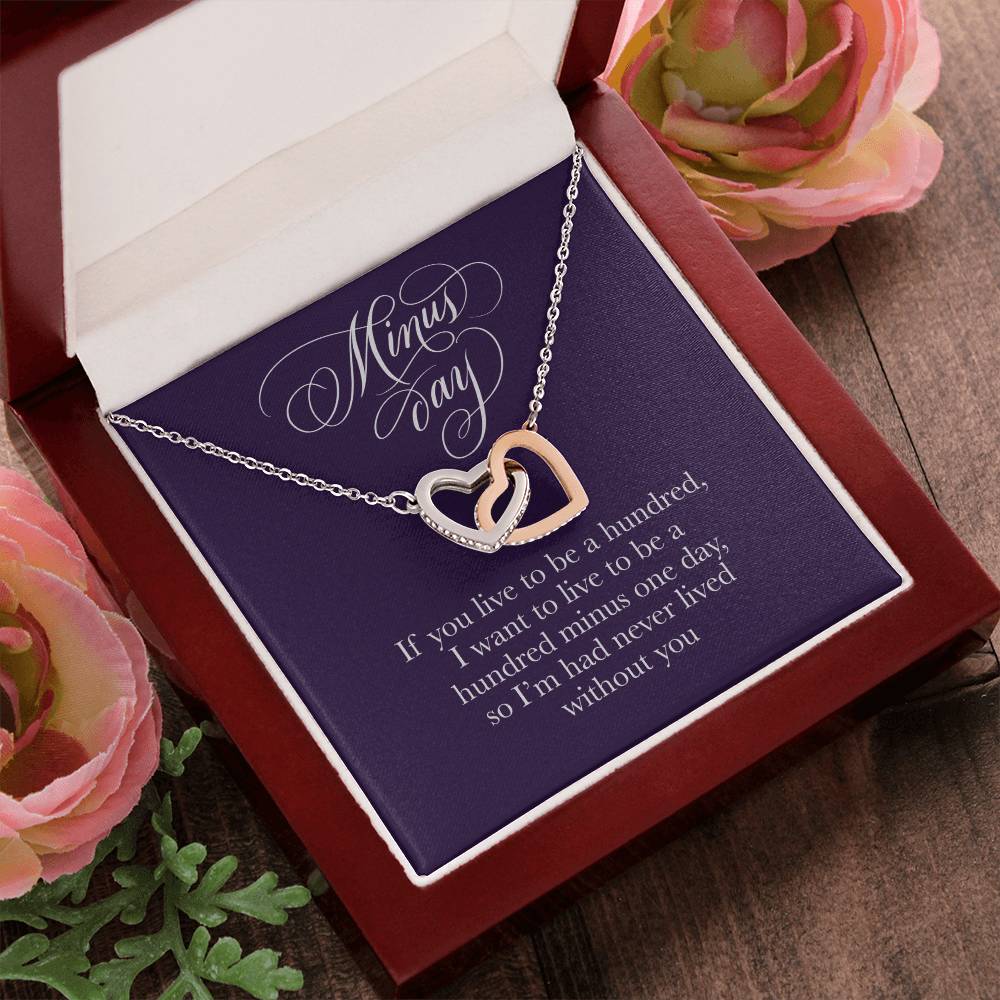 Necklace With Romantic Card -Valentines Day Anniversary Birthday Gift For Her Interlocking Hearts Necklace