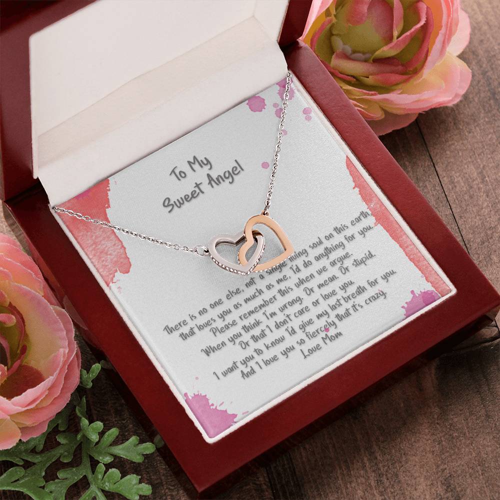 Teen Daughter My Sweet Angel There'S No One Else Hearts Necklace Interlocking Hearts Necklace