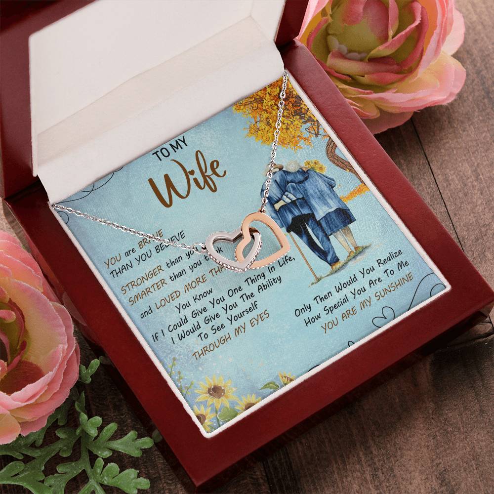 To My Wife Interlocking Hearts Necklace Message Card