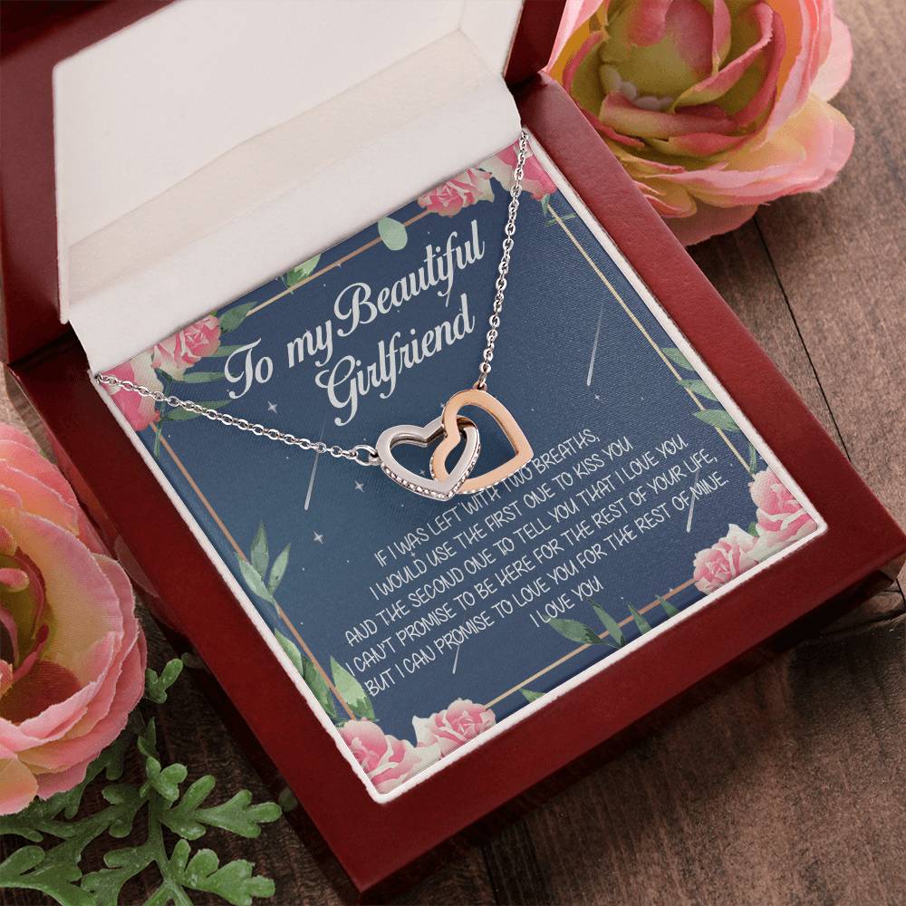 To My Beautiful Girlfriend Interlocking Hearts Necklace