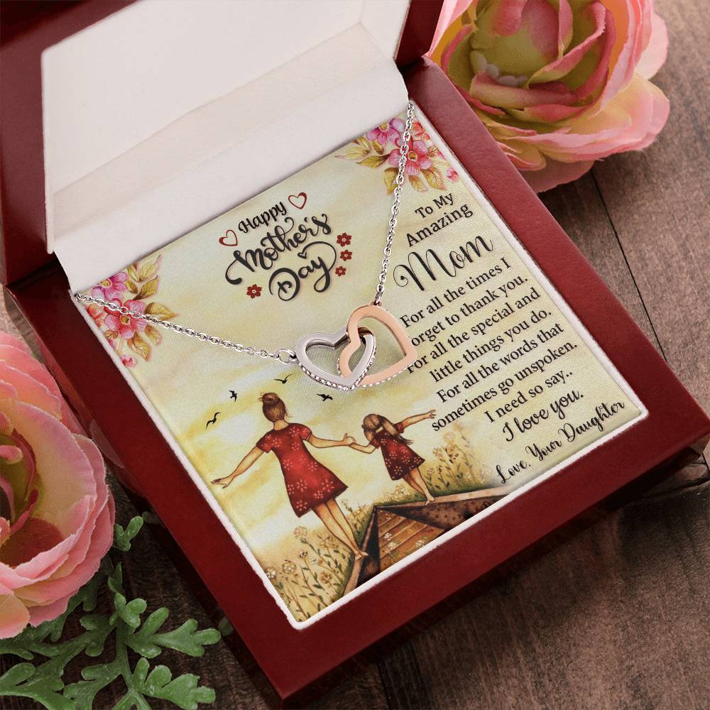 Happy Mother'S Day 2021 - Mother'S Day Gift 2021 - Necklace Gift From Mom Interlocking Hearts Necklace