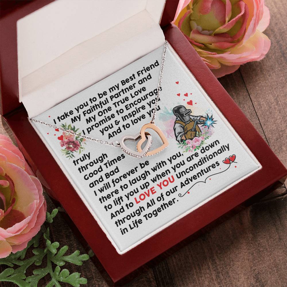 Welder'S Girl - Interlocking Heart Necklace Interlocking Hearts Necklace