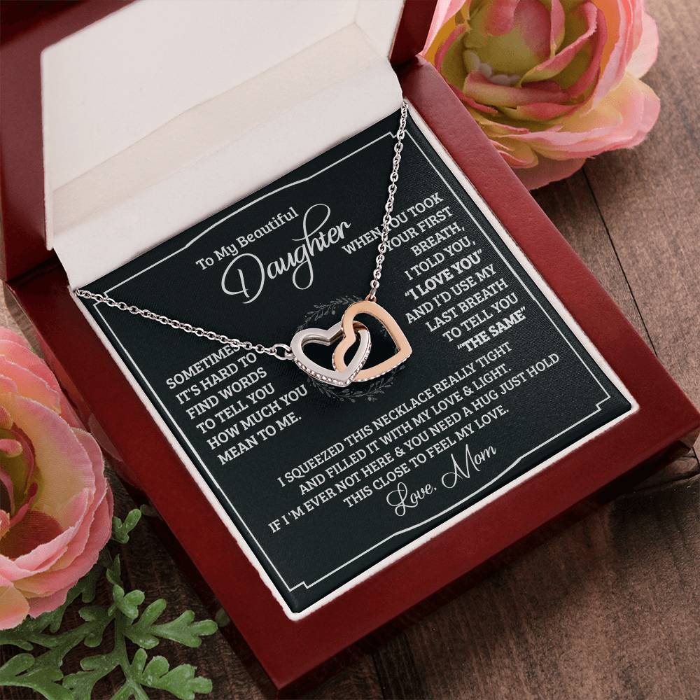 To My Beautiful Daughter - Interlocking Heart Necklace Interlocking Hearts Necklace