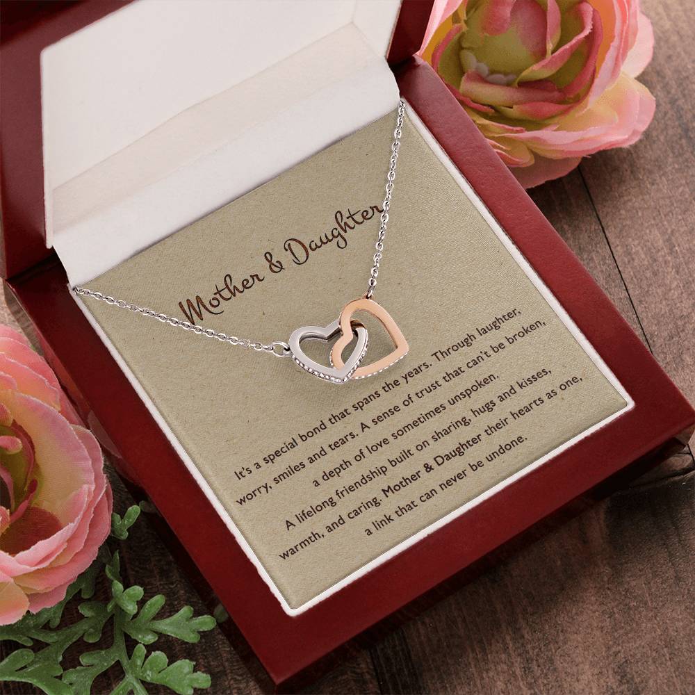Mother & Daughter Their Hearts As One - Necklace Interlocking Hearts Necklace