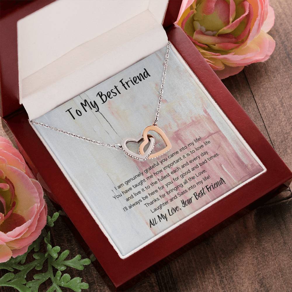 To My Best Friend Interlocking Hearts Necklace