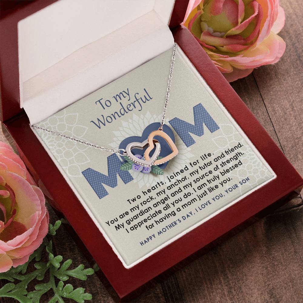 Mother And Son Interlocking Hearts Necklace - Joined For Life