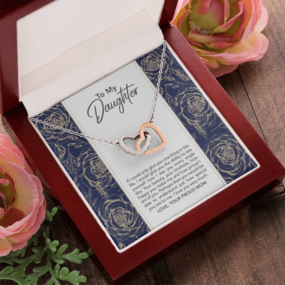To My Dearest Daughter Proud Mom Proud Mama Mother And Daughter Gift Gift From Mother To Daughter Bond Relationship Interlocking Heart Necklace Interlocking Hearts Necklace